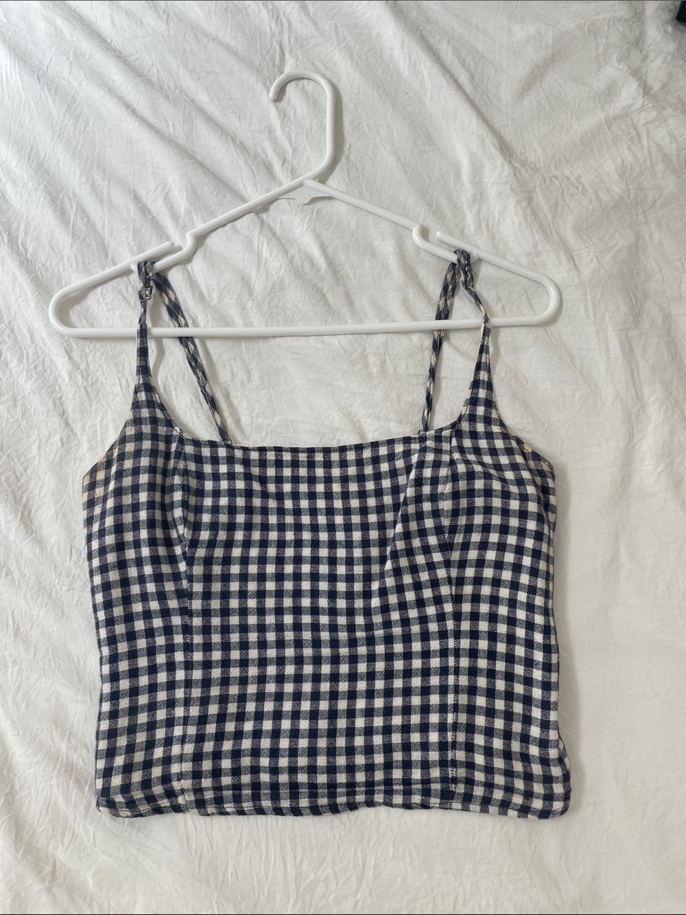 Abercrombie Gingham Square-Neck Crop Top